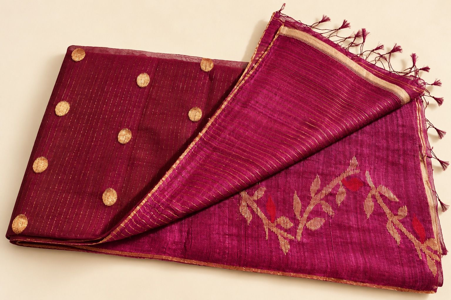 Handloom Muslin Matka Saree - Image 4